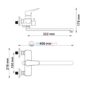 Смеситель WasserKRAFT Lippe 4502L для ванны Смеситель WasserKRAFT Lippe 4502L для ванны