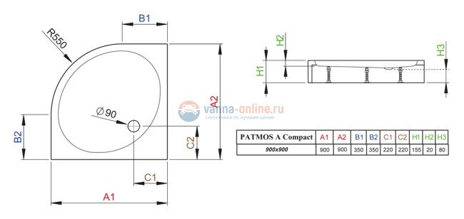 Поддон для душа Radaway Patmos A900 compact Поддон для душа Radaway Patmos A900 compact