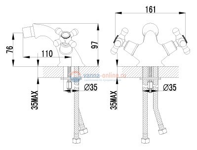 Смеситель Lemark Vintage LM2808B для биде Смеситель Lemark Vintage LM2808B для биде