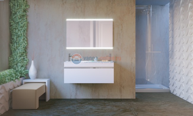 Зеркало Raval Hotte Hot.02.100/W, 100 см, со светодиодной подсветкой Зеркало Raval Hotte Hot.02.100/W, 100 см, со светодиодной подсветкой