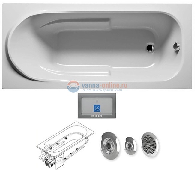 Гидромассажная ванна Riho Columbia 175 x 80 см, TOP Гидромассажная ванна Riho Columbia 175 x 80 см, TOP