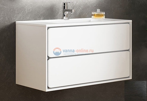 Тумба с раковиной Sanvit Бруно 2, 90 х 50 см, чаша раковины по центру, цвет - венге