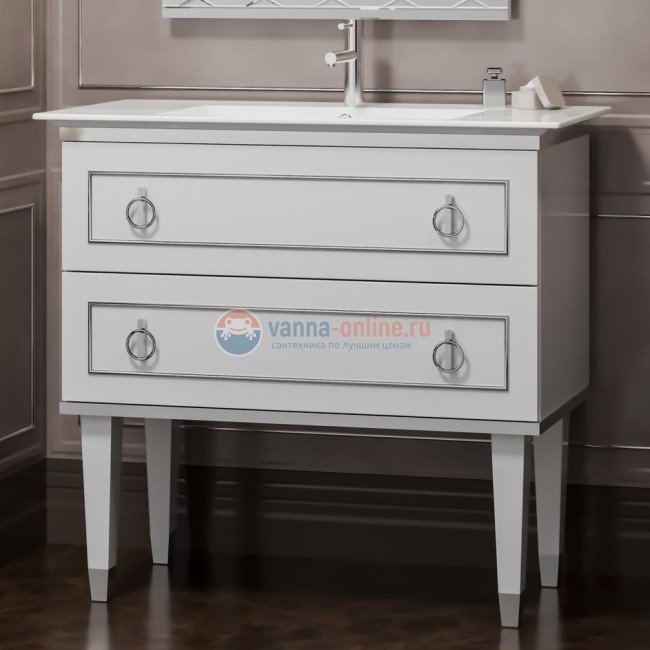 Тумба под раковину Opadiris Smile Порто 100 цвет белый/серебро