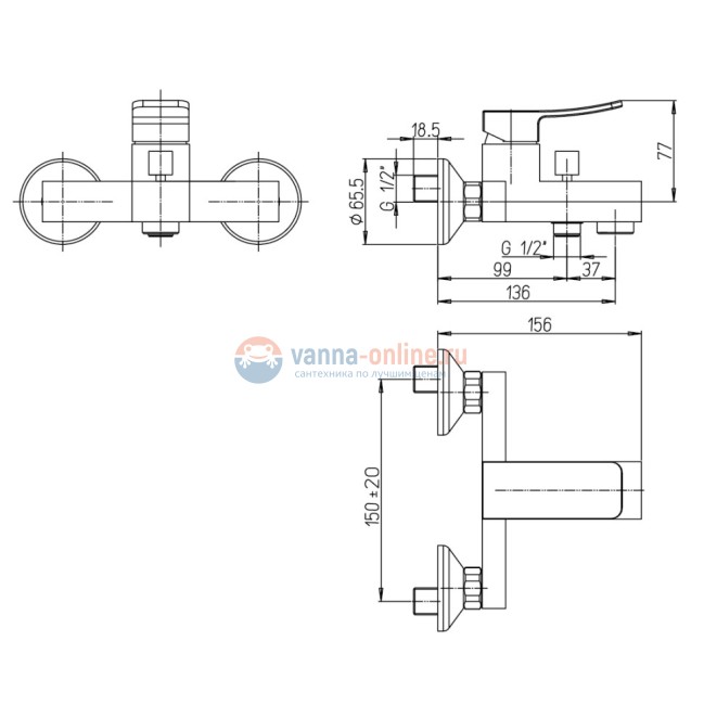 Смеситель для ванны Paini Tank без аксессура Смеситель для ванны Paini Tank без аксессура