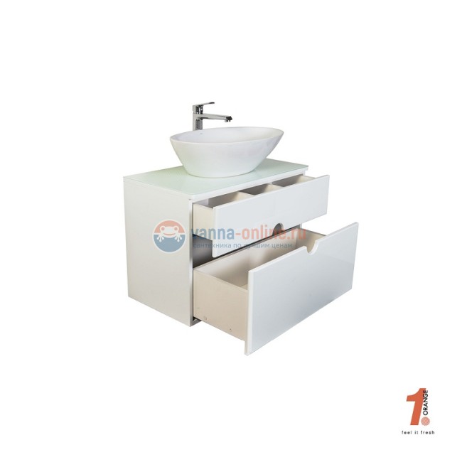 Тумба с раковиной Orange Moon 75 см, подвесная, цвет - белый