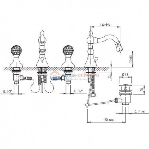 Смеситель Cezares Atlantis ATLANTIS-BBS2-02-Sw для биде, бронза