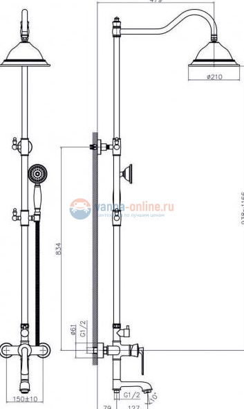 Душевая стойка Rush Flores FLB0835-99, бронза Душевая стойка Rush Flores FLB0835-99, бронза