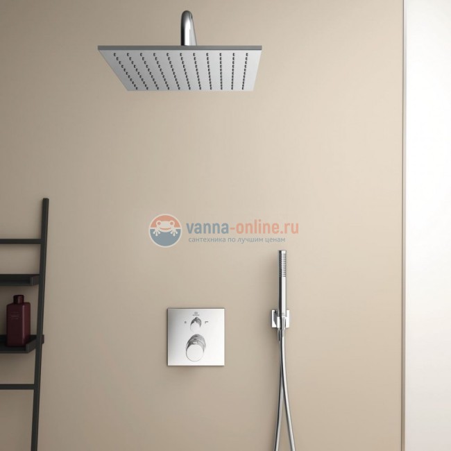 IDEALRAIN Держатель с подключением душевой лейки 1/2", кубический дизайн, металлический с пластиковым вкладышем, с обратным клапаном