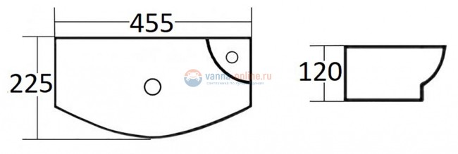 Раковина CeramaLux Серия N 7946 подвесная, L/R, белый