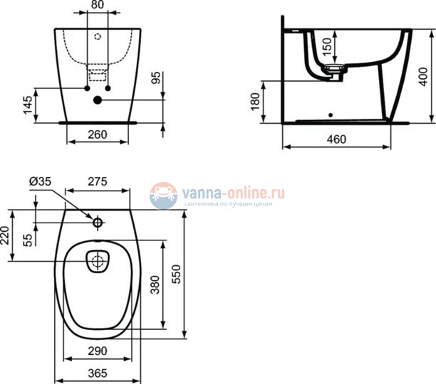 Напольное пристенное биде Ideal Standard DEA T509901