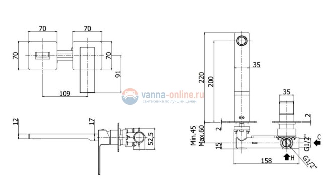 Смеситель Paffoni Elle EL105NO70 для раковины Смеситель Paffoni Elle EL105NO70 для раковины