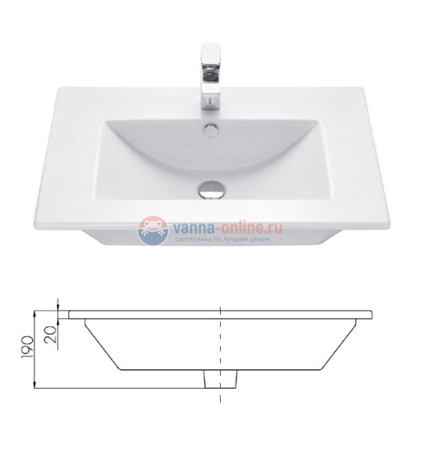 Раковина Акватон Quadro 75 1AX171WBXX000 75 х 47 х 14,5 см Раковина Акватон Quadro 75 1AX171WBXX000 75 х 47 х 14,5 см