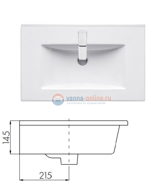 Раковина Акватон Quadro 75 1AX171WBXX000 75 х 47 х 14,5 см Раковина Акватон Quadro 75 1AX171WBXX000 75 х 47 х 14,5 см