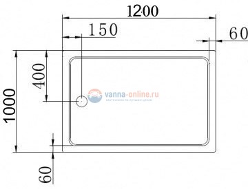 Поддон акриловый Cezares TRAY-A-AH-120/100-15-W, с сифоном в комплекте