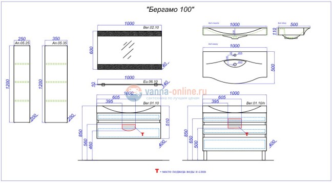 Зеркало с подсветкой Aqwella Bergamo 100 см Ber.02.10 Зеркало с подсветкой Aqwella Bergamo 100 см Ber.02.10