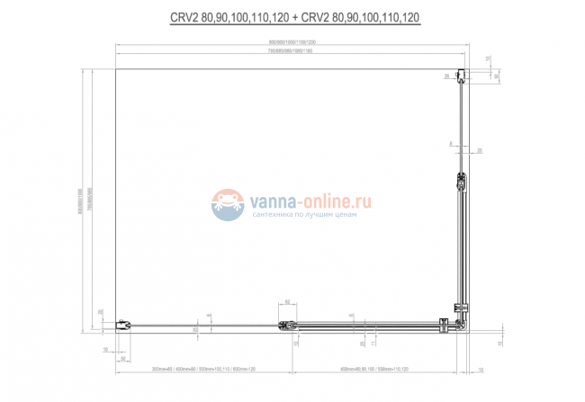 Душевой уголок Ravak Chrome CRV2+CRV2 110 x 120 см профиль белый, стекло Транспарент Душевой уголок Ravak Chrome CRV2+CRV2 110 x 120 см профиль белый, стекло Транспарент