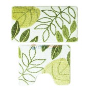 Набор ковриков для ванной комнаты Iddis Promo, 50 x 80 см + 50 x 50 см, P42M558i13, микрофибра, листья зеленые