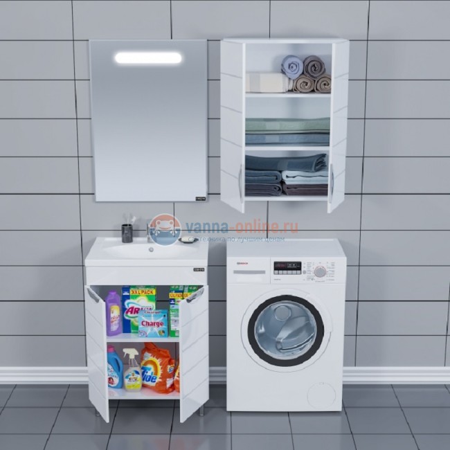 Шкаф подвесной СаНта Родос 60х80 см, 406001, над стиральной машиной