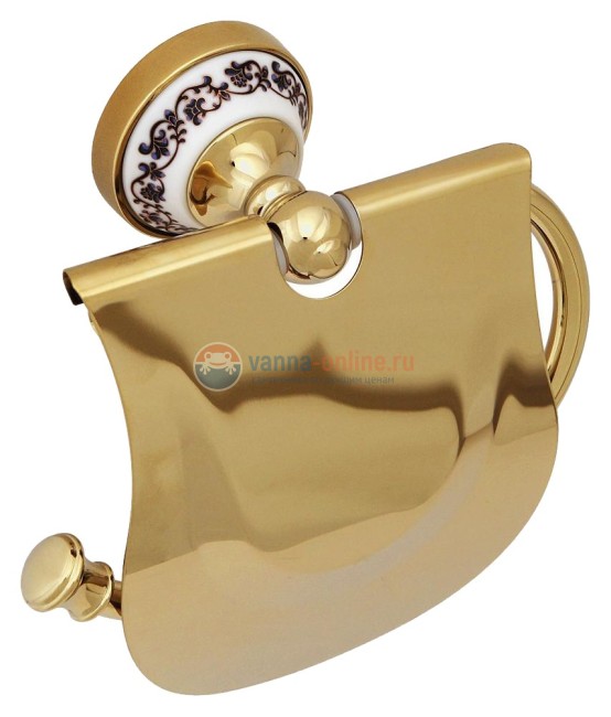 Держатель туалетной бумаги Fixsen Bogema gold FX-78510G с крышкой, золото