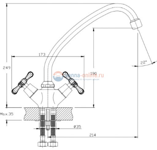 Смеситель для кухни Rush Bianki BI7650-22 высокий, хром