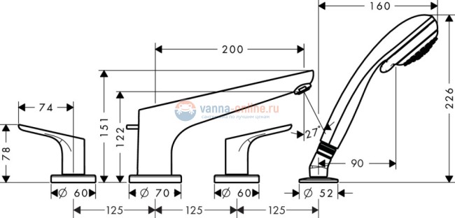 Смеситель Hansgrohe Focus 31936000 для ванны Смеситель Hansgrohe Focus 31936000 для ванны
