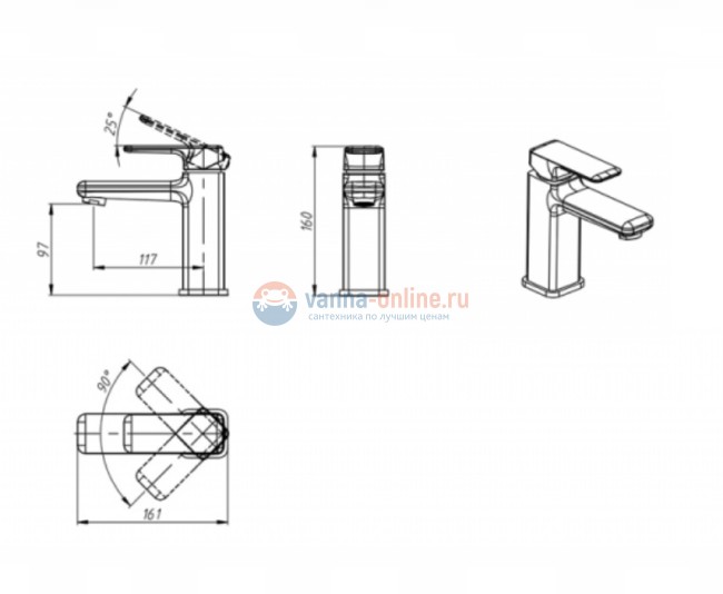 Смеситель Bravat Freya F1367400CP-RUS для раковины, хром Смеситель Bravat Freya F1367400CP-RUS для раковины, хром