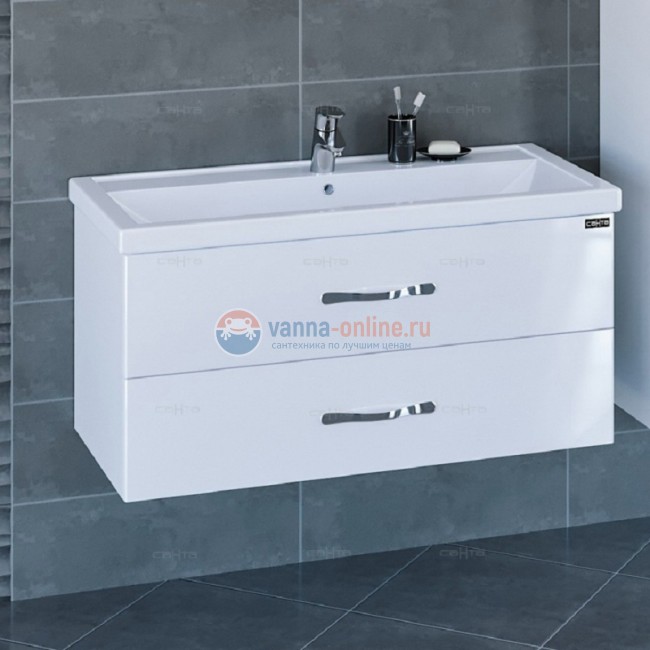 Тумба под раковину СаНта Виктория 100 NEW 700132N, подвесная, цвет белый Тумба под раковину СаНта Виктория 100 NEW 700132N, подвесная, цвет белый
