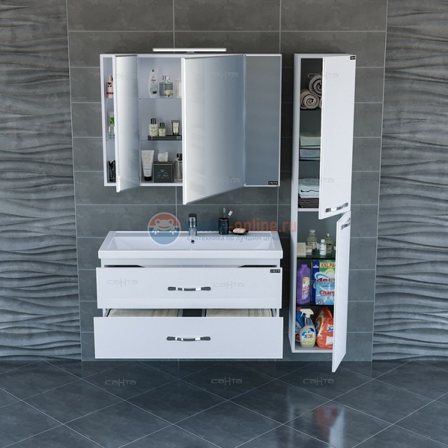 Тумба под раковину СаНта Виктория 100 NEW 700132N, подвесная, цвет белый Тумба под раковину СаНта Виктория 100 NEW 700132N, подвесная, цвет белый