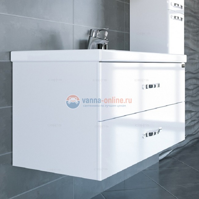 Тумба под раковину СаНта Виктория 100 NEW 700132N, подвесная, цвет белый Тумба под раковину СаНта Виктория 100 NEW 700132N, подвесная, цвет белый