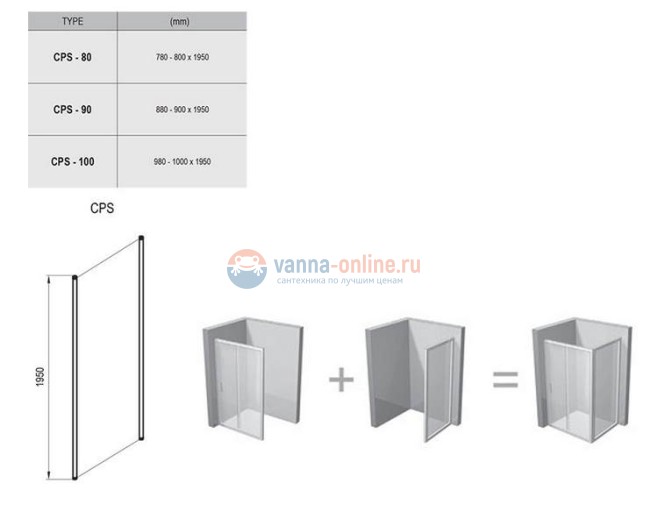 Неподвижная стенка Ravak Chrome CPS-80 9QV40C00Z1, блестящий/транспарент