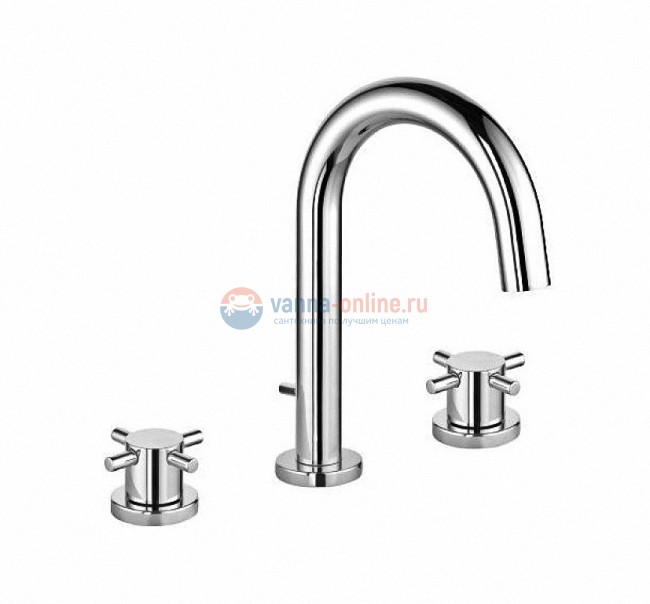 Смеситель Kludi Bozz 383930520 для раковины, на 3 отверстия, ручки крестообразные