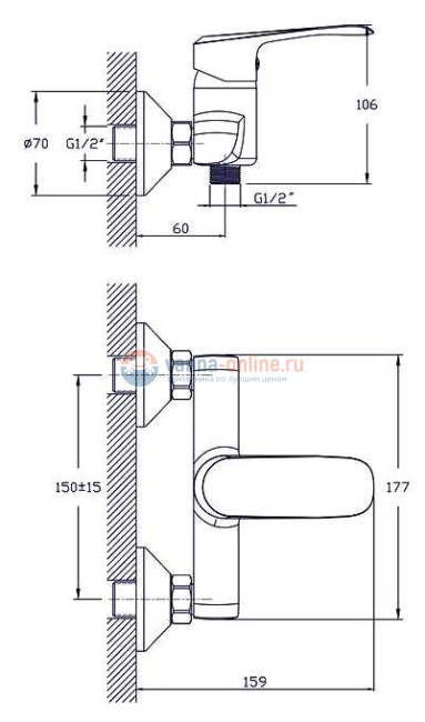 Смеситель для душа Rush Gozo GZ3735-63, хром