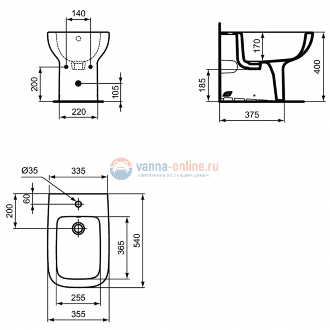 Напольное пристенное биде Ideal Standard i.life A T472001 Напольное пристенное биде Ideal Standard i.life A T472001
