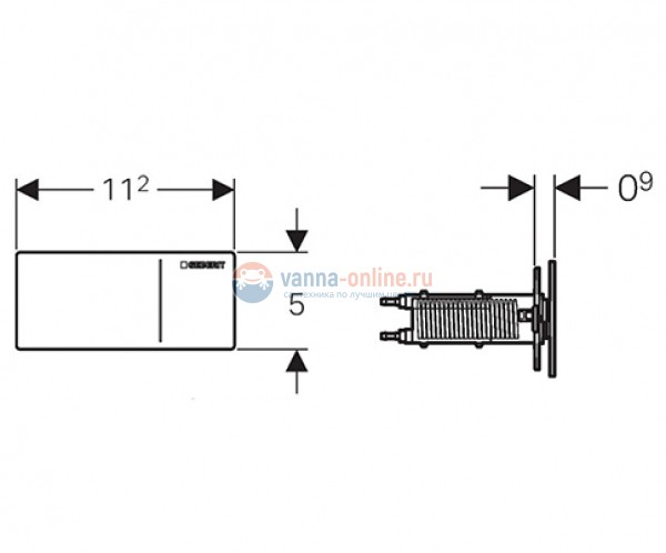 Клавиша Geberit Omega Type 70 115.084.SJ.1 для унитаза, двойной смыв, стекло/алюминий, цвет черный