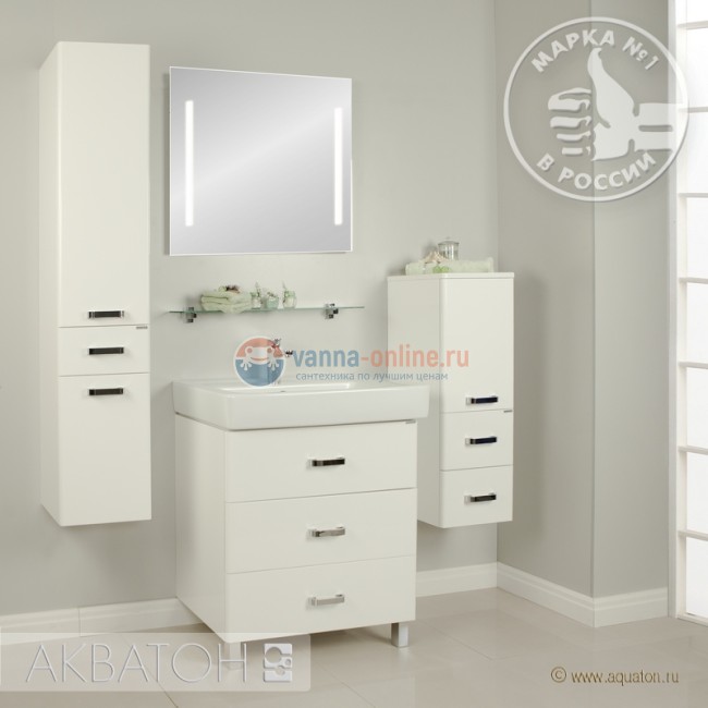 Тумба с раковиной Акватон Америна 80 М, 1A169101AM010, белая
