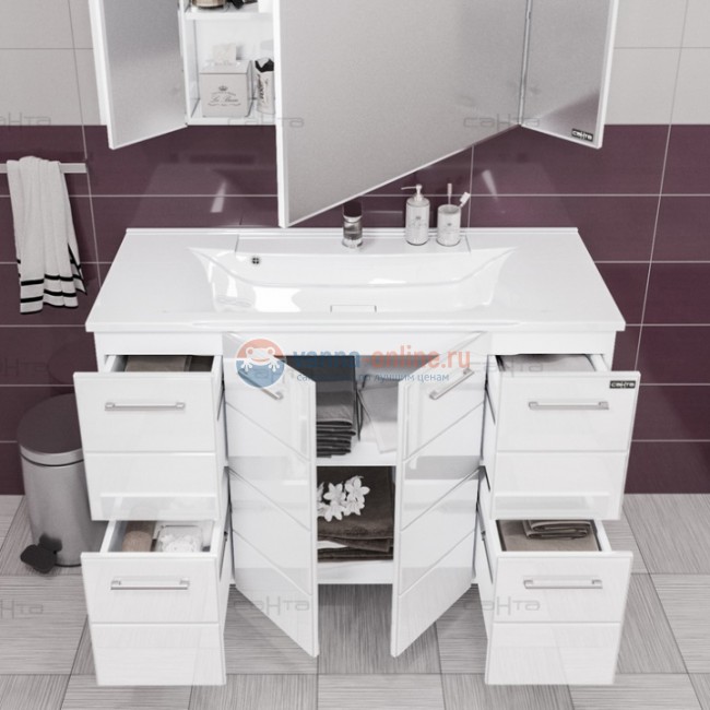 Тумба под раковину СаНта Омега 120 207043, напольная