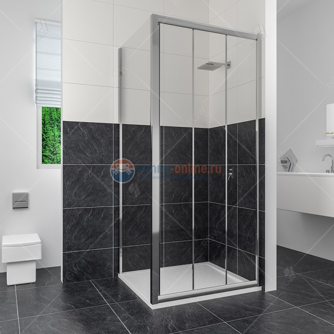Душевой уголок RGW CL-30, 04093088-11, 80x80x185 см, дверь раздвижная, стекло прозрачное, хром