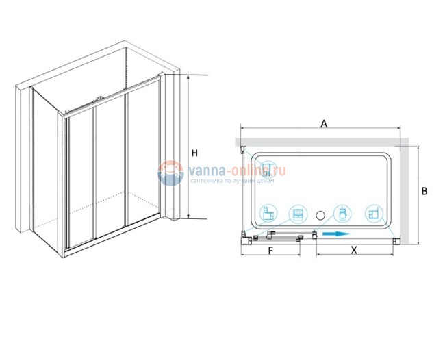 Душевой уголок RGW CL-30, 04093088-11, 80x80x185 см, дверь раздвижная, стекло прозрачное, хром