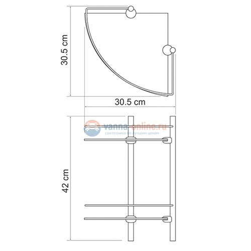 Полка стеклянная двойная угловая WasserKRAFT 3122