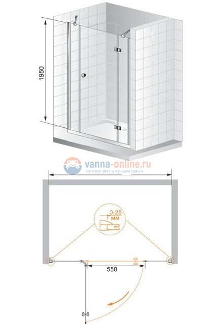 Душевая дверь Cezares VERONA-W-B-13-80+60/60-C-Cr