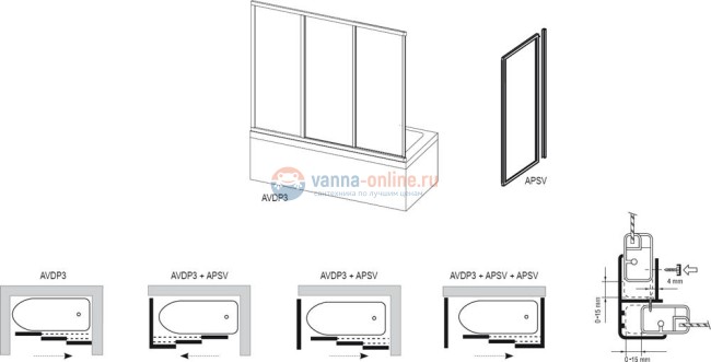 Боковая стенка Ravak Supernova APSV-70 белая+грейп 95010102ZG