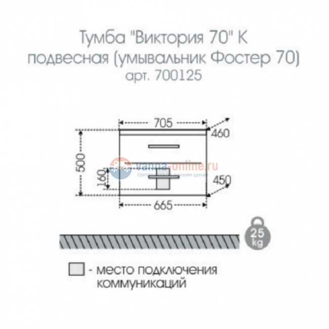 Тумба под раковину СаНта Виктория 70 NEW 700125N подвесная, цвет белый