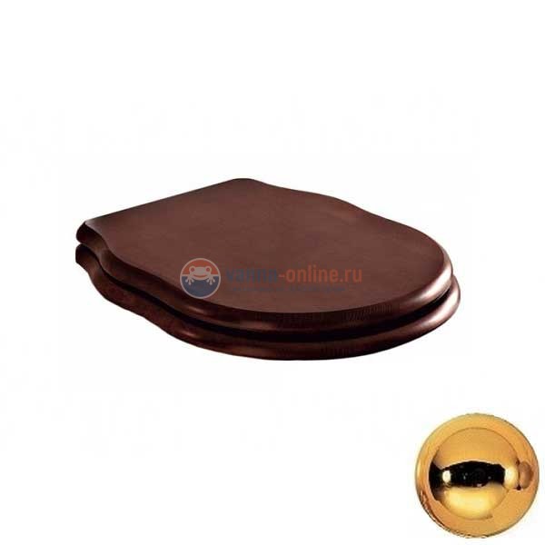 Крышка-сиденье BelBagno Boheme BB115SCW-ORO, деревянное, цвет орех (Noce), Soft close металлическое крепление, петли золото