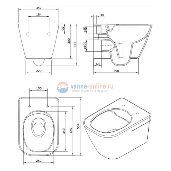 Унитаз подвесной Sanindusa Look 134034004, безободковый