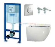 Инсталляция Grohe с безободковым унитазом BelBagno Sfera-R BB513CH, сиденье микролифт, комплект Инсталляция Grohe с безободковым унитазом BelBagno Sfera-R BB513CH, сиденье микролифт, комплект