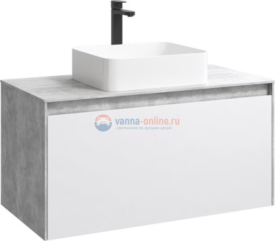 Корпус тумбы под раковину Aqwella Mobi MOB0110BS 100 см, бетон светлый