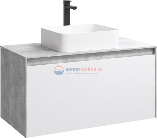 Корпус тумбы под раковину Aqwella Mobi MOB0110BS 100 см, бетон светлый