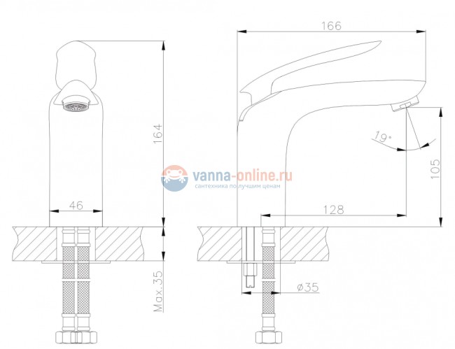 Смеситель для раковины Rush Island IS6535-11, хром