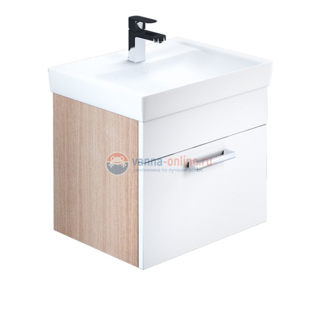 Тумба с раковиной Iddis Mirro MIR50W0i95K 50 см подвесная, белая/дерево Тумба с раковиной Iddis Mirro MIR50W0i95K 50 см подвесная, белая/дерево