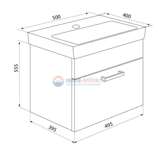 Тумба с раковиной Iddis Mirro MIR50W0i95K 50 см подвесная, белая/дерево Тумба с раковиной Iddis Mirro MIR50W0i95K 50 см подвесная, белая/дерево
